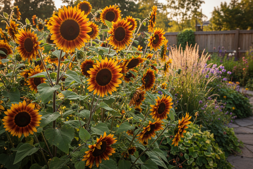 Autumn Beauty Sunflowers in Garden