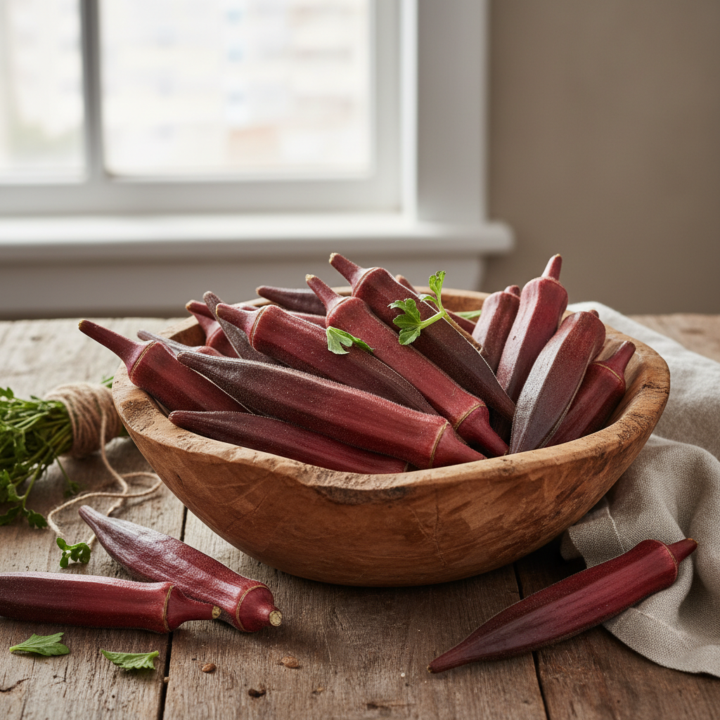 Bowling Red Okra in a bowl