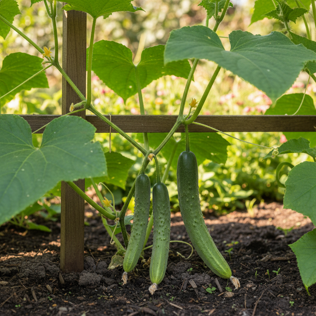 Green Finger Cucumber in Garden